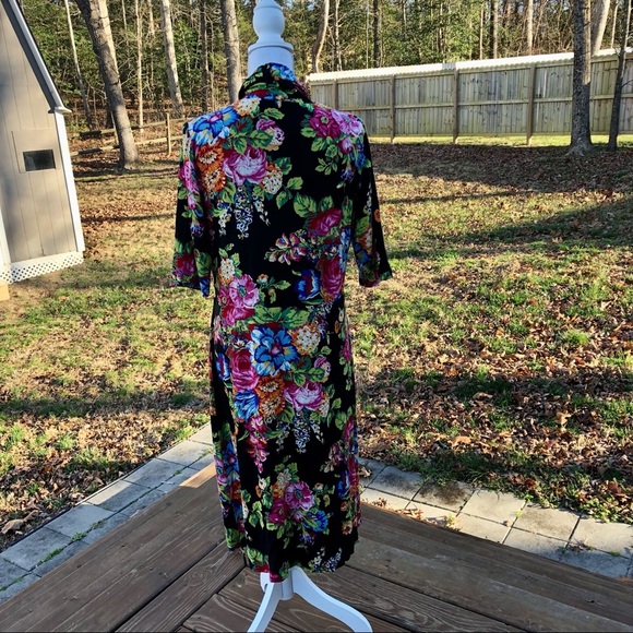 ANTHROPOLOGIE ETT TWA Coreyell Turtle Neck Floral Stretchy Dress Size La… - Picture 4 of 8